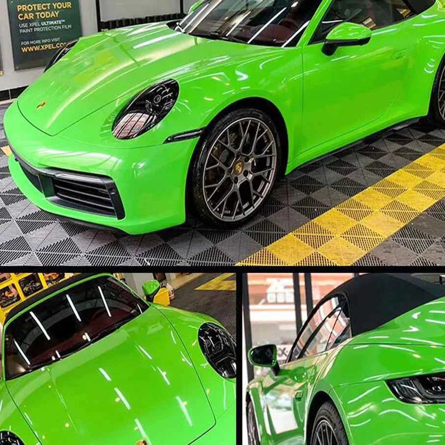 Premium Car Styling Glossy Fluorescent Yellow Vinyl Sticker Glossy Fluorescent yellow Vinyl Wrap Self Adhesive Sticker