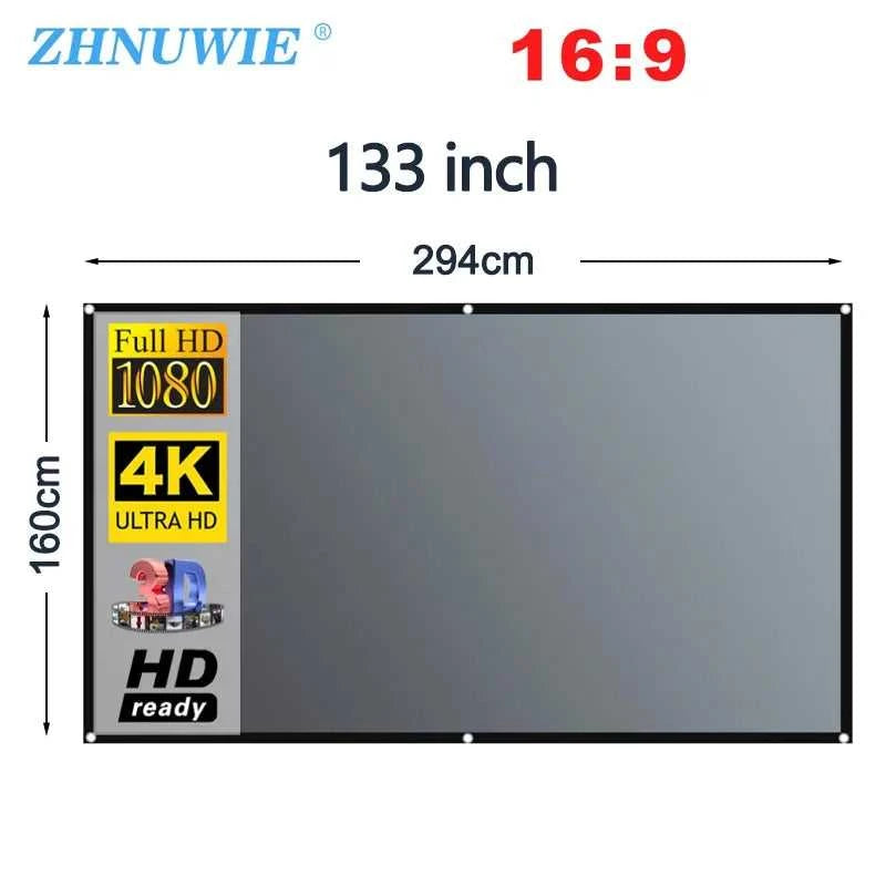 ZHNUWIE Projector Screen 16:9 Metal Anti Light Curtain Reflective Fabric Cloth For YG300 XGIMI H3 HALO Mogo Xiaomi DLP Projector The jack market .AU The jack market .AU Home $ 71 977:202689808