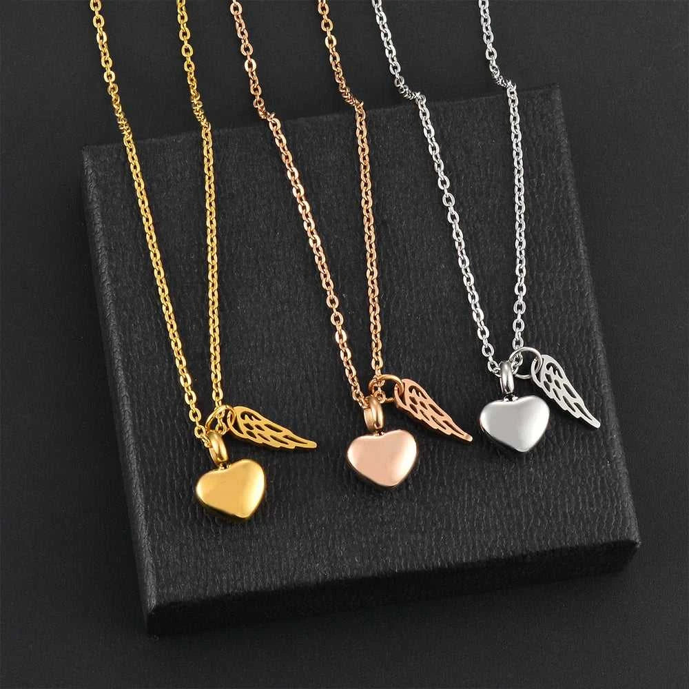 Fashion Heart with Angel Wings Ashes Urn Necklace Cremation Stainless Steel Memorial Pendant Keepsake Jewelry Gift The jack market .AU The jack market .AU Jewellery & Chains $ 51 200001033:200003758#Rose Gold Customized