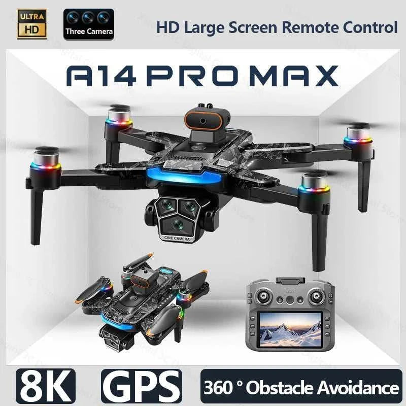 Drone A14Pro Max 8K HD Three Camera Brushless Optical Flow Obstacle Avoidance Foldable Quadcopter UAV 4.5-inch Large Screen Toys The jack market .AU The jack market .AU Drones $ 48 14:10#Only Parking Apron