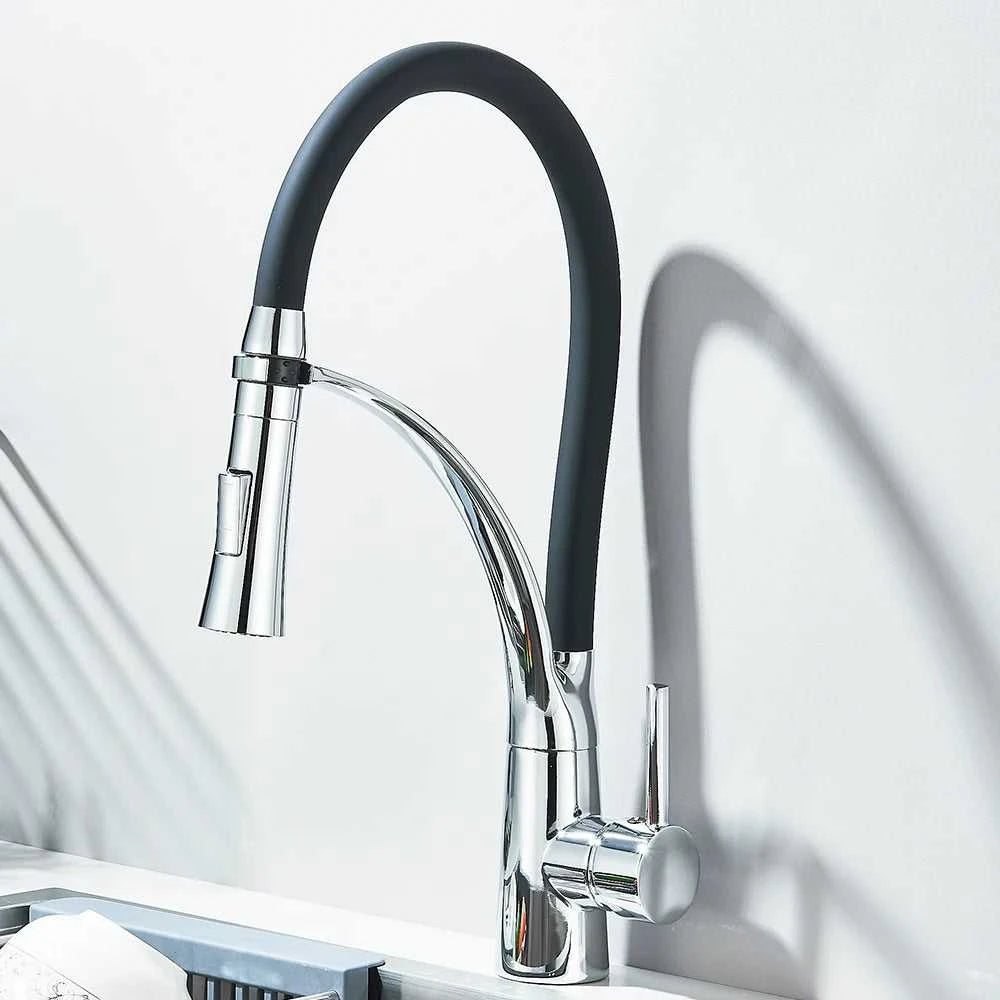 Black Rubber Kitchen Faucet Mixer Tap Rotation Pull Down Stream Sprayer Taps Hot Cold Water Tap One Handle Kitchen Tap The jack market .AU The jack market .AU Home $ 88 14:193#Matte Black;200007763:201336106