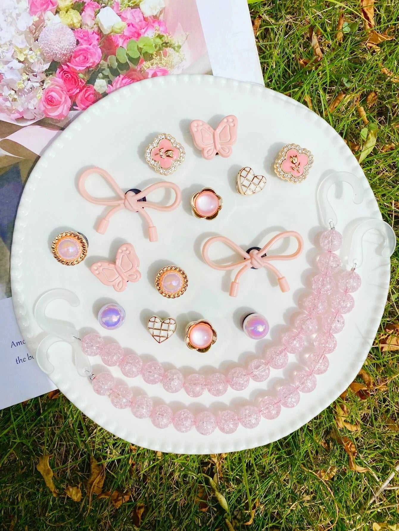 16 pink (bow, little butterfly, flower, heart, broken bead chain) accessories - easy-to-install detachable DIY decorations for c The jack market .AU The jack market .AU Step Up Your Style: Trendy Shoes for Every Occasion! $ 51 14:1052#fsszz