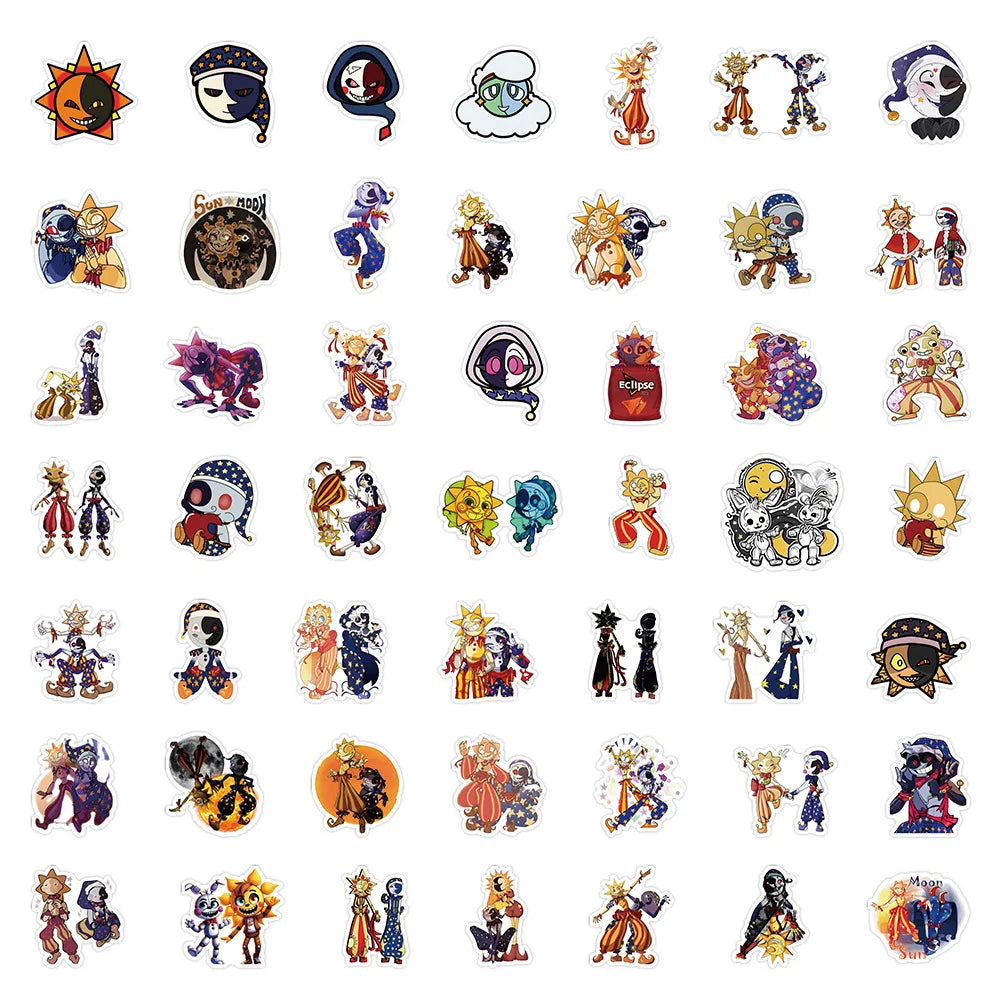 Sundrop & Moondrop Sticker Set - 50 Waterproof Cartoon Decals for Scrapbooking, Phones & Skateboards