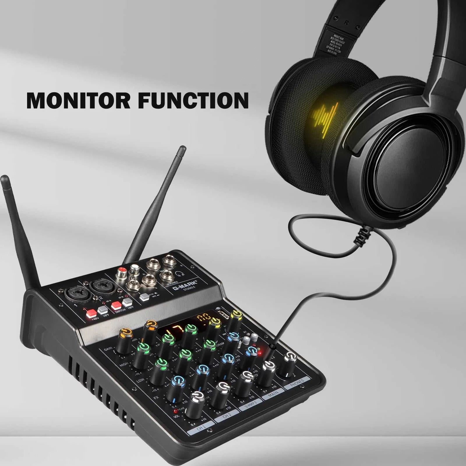 Audio Sound Mixer with Microphone G-MARK Studio 6 Bluetooth Portable DJ Console+48V USB Interface Mixing Boards For Live The jack market .AU The jack market .AU Accessories Electronics $ 115 <none>