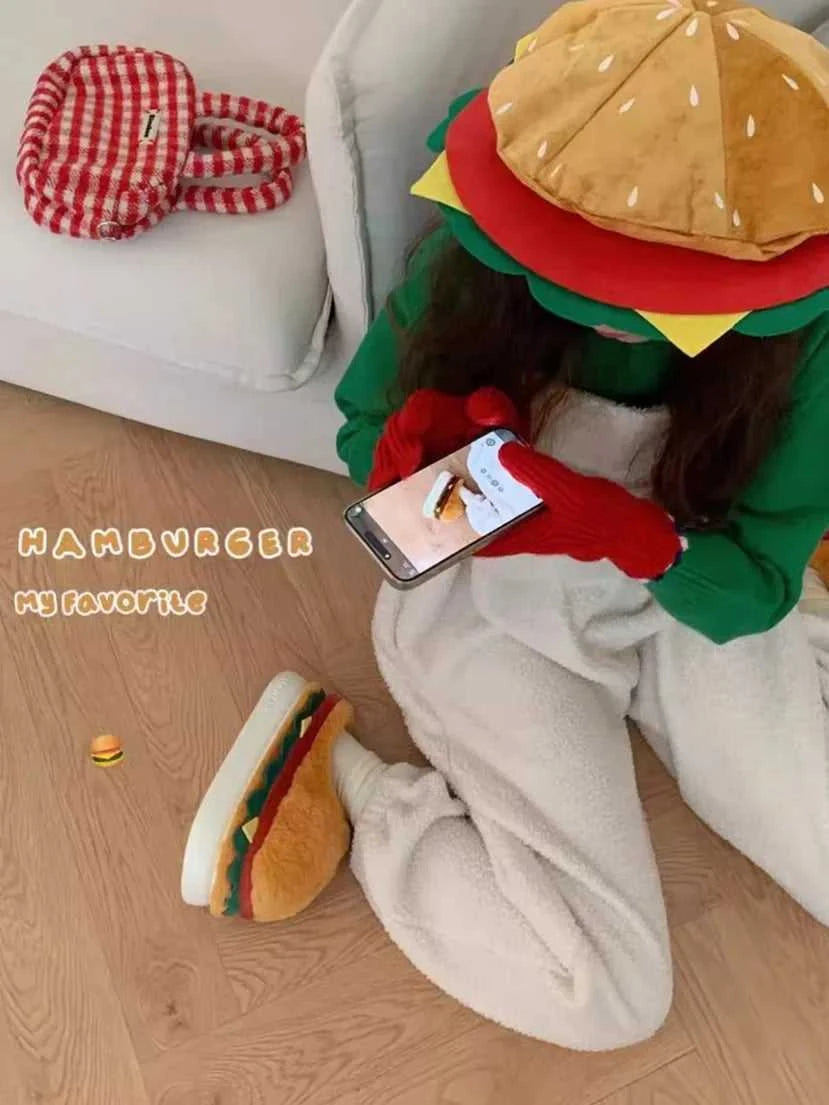 Funny Cute Hamburger Home Slippers Shoes For Men And Women Indoor Household Slippers Warm And Non Slip Winter Fun Couple Cotton The jack market .AU The jack market .AU Step Up Your Style: Trendy Shoes for Every Occasion! $ 75 14:366#Package Cute Burger;200000124:201446565