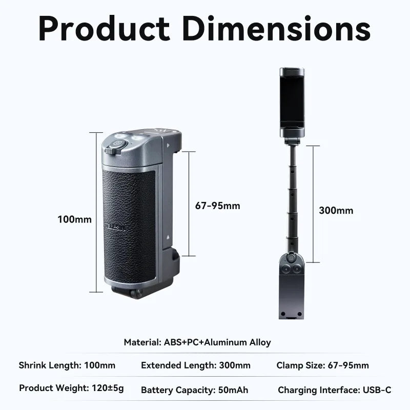 TELESIN Phone Camera Multi-function Selfie Handle Bluetooth Phone Stand Selfie stick Remote Control Adapter Grip Handle Holder
