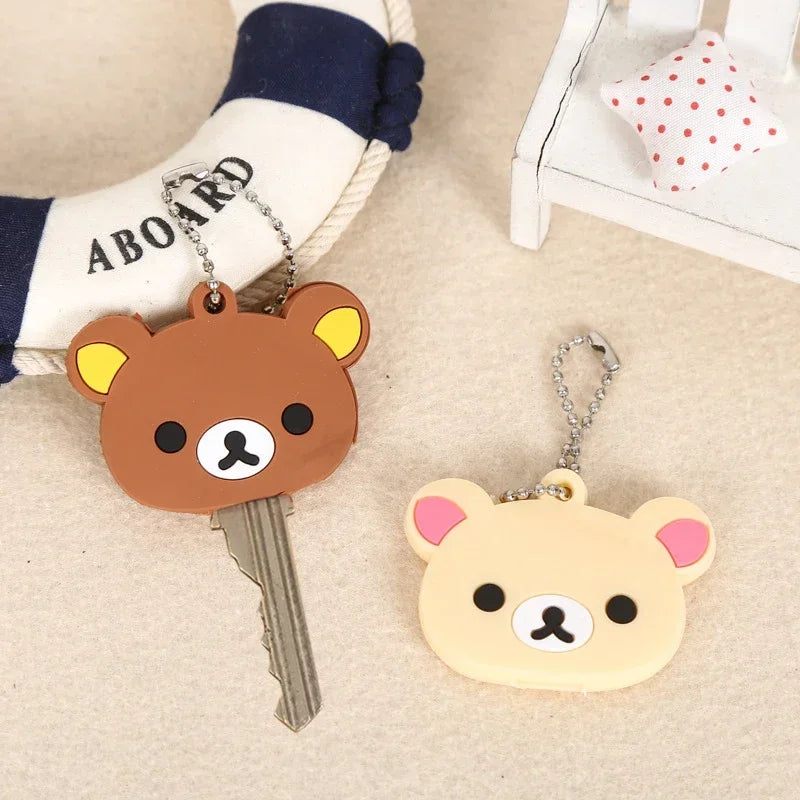 New Rilakkuma Key Protective Cover Keychains Anime Relax Bear PVC Cases Backpack Bags Hot Sales Key Rings Pendants Charms Gift