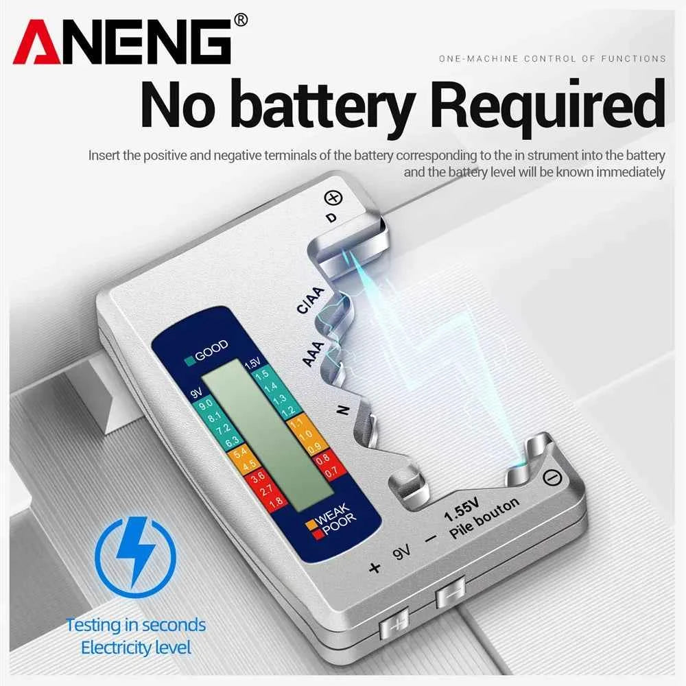 Battery Testers LCD Display ANENG Volt Capacity Check C  AA AAA D N 9V 1.55V Universal Button Cell Capacitance Detector Tools