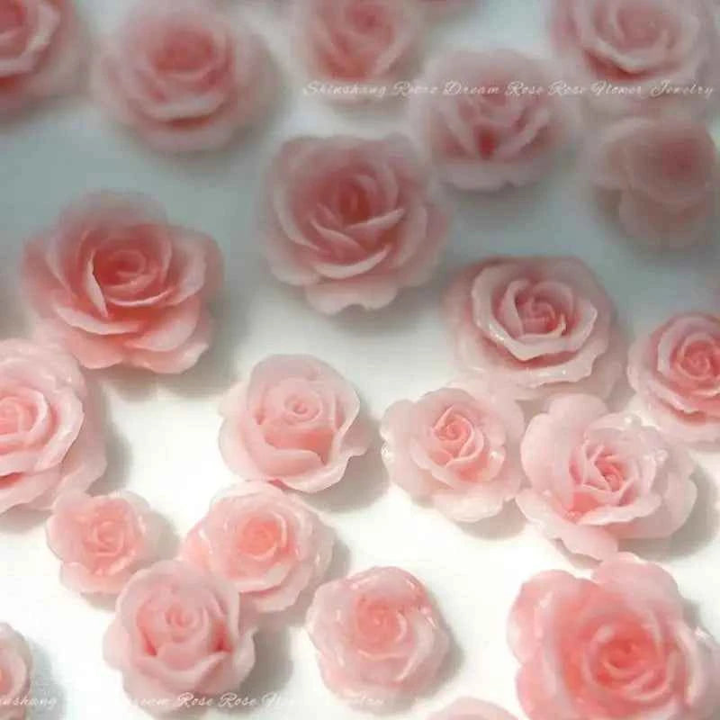 Rose Charm Nail Jewelry - Vintage Resin Camellia with Diamond Accents - Mixed Sizes for Stunning Nail Art