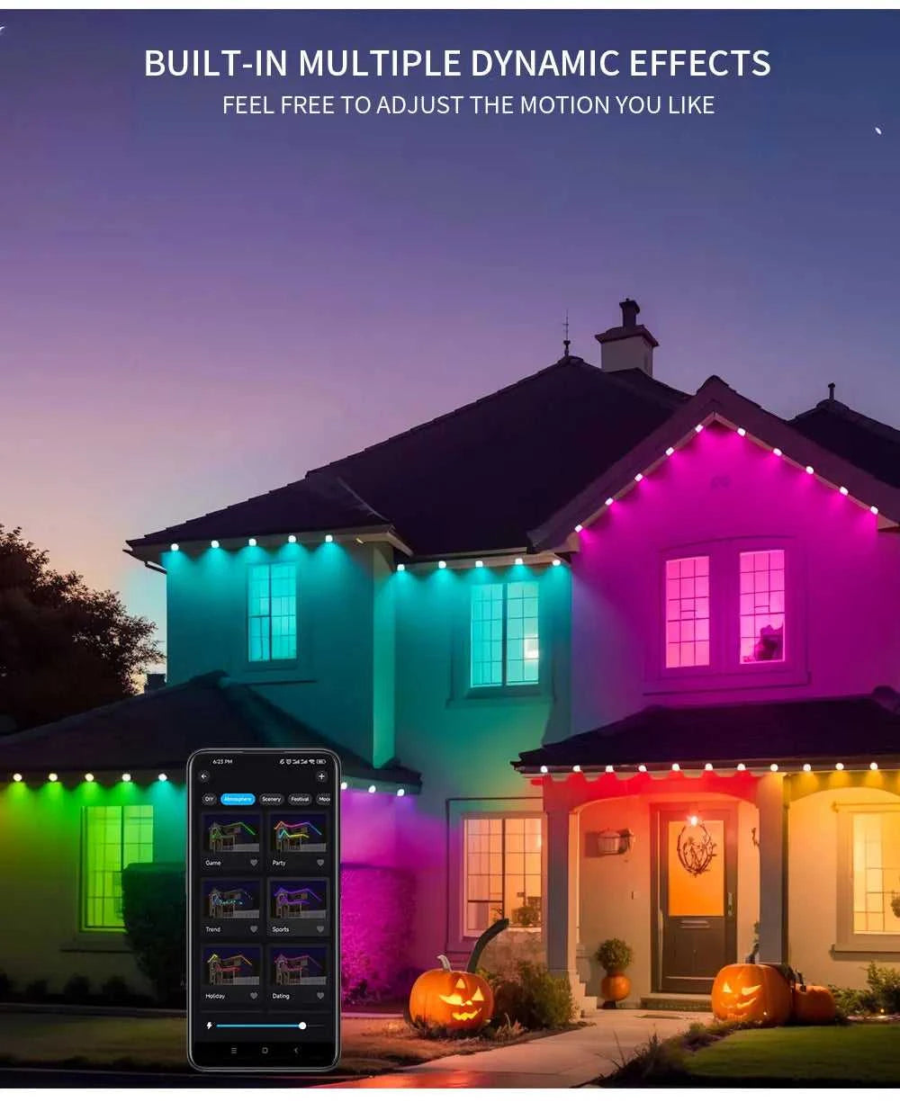 5054 16703IC(WS2811 WS2812B) Outdoor Eaves LED Light String Kit 2.4G BEL+WIFI Controller Work With Alexa Google Home Assistant The jack market .AU The jack market .AU Home $ 224 136:9131281595#Eaves LED Light;14:233220333#UK Plug;380:42061083#45m
