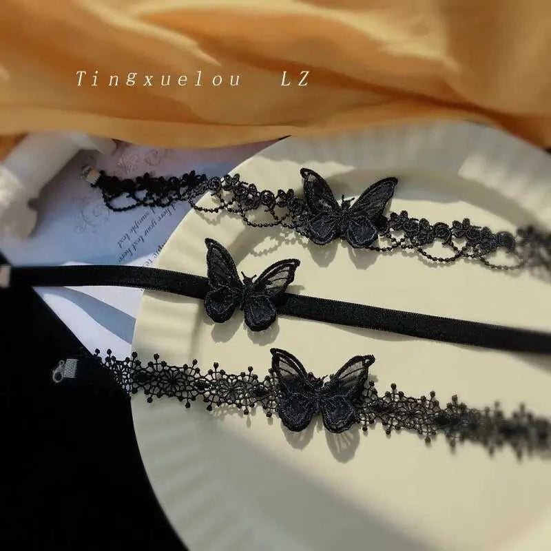 Black lace necklace with collarbone chain, exuding a super fairy temperament. Three dimensional butterfly choker necklace, handm The jack market .AU The jack market .AU Jewellery & Chains $ 54 200001034:361180