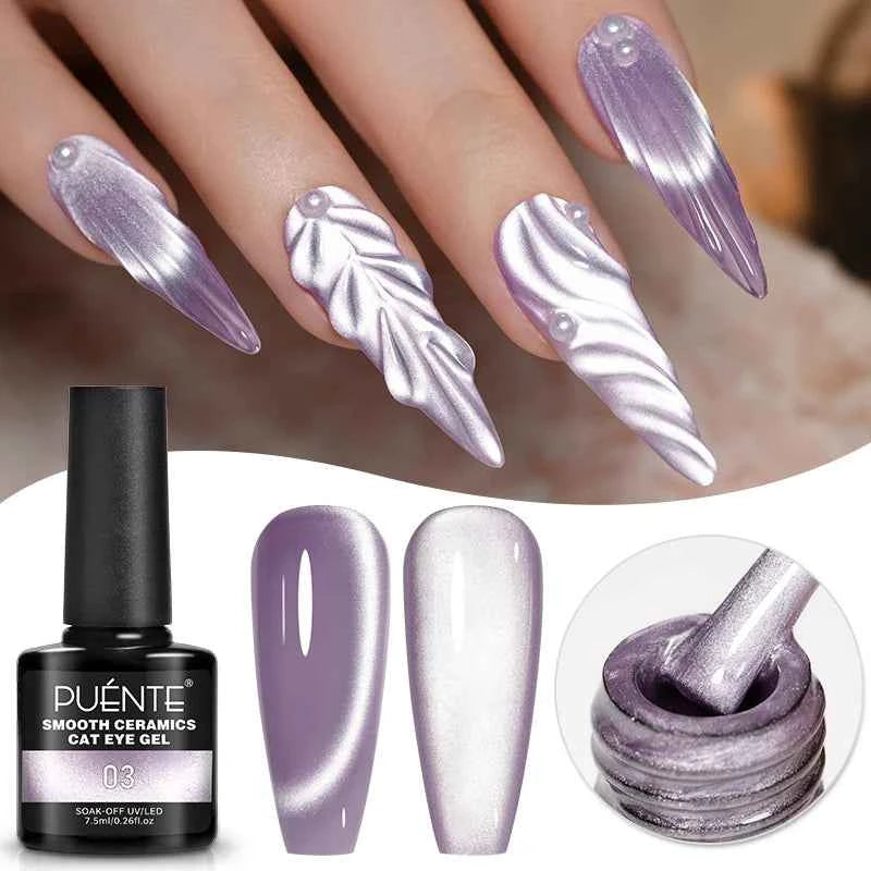 PUENTE Cat Eye Magnetic Gel Nail Polish - Vibrant Starry Galaxy Effect, Soak Off UV, 7.5ML