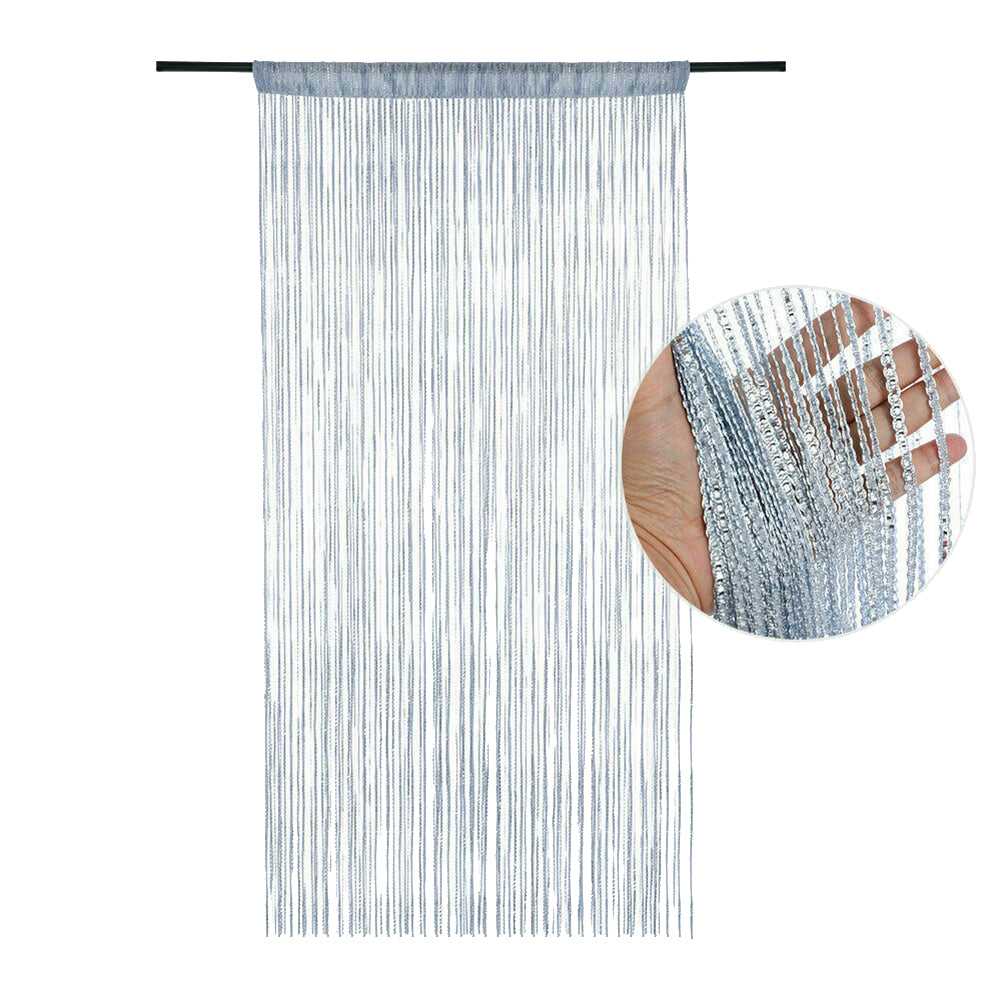 1m*2m Beaded Curtain Door Tassel String Curtain Partition Curtain Silver Tassel Silver Door Curtain Line Curtain Home Decoration The jack market .AU The jack market .AU Home $ 54 14:200003699#WH
