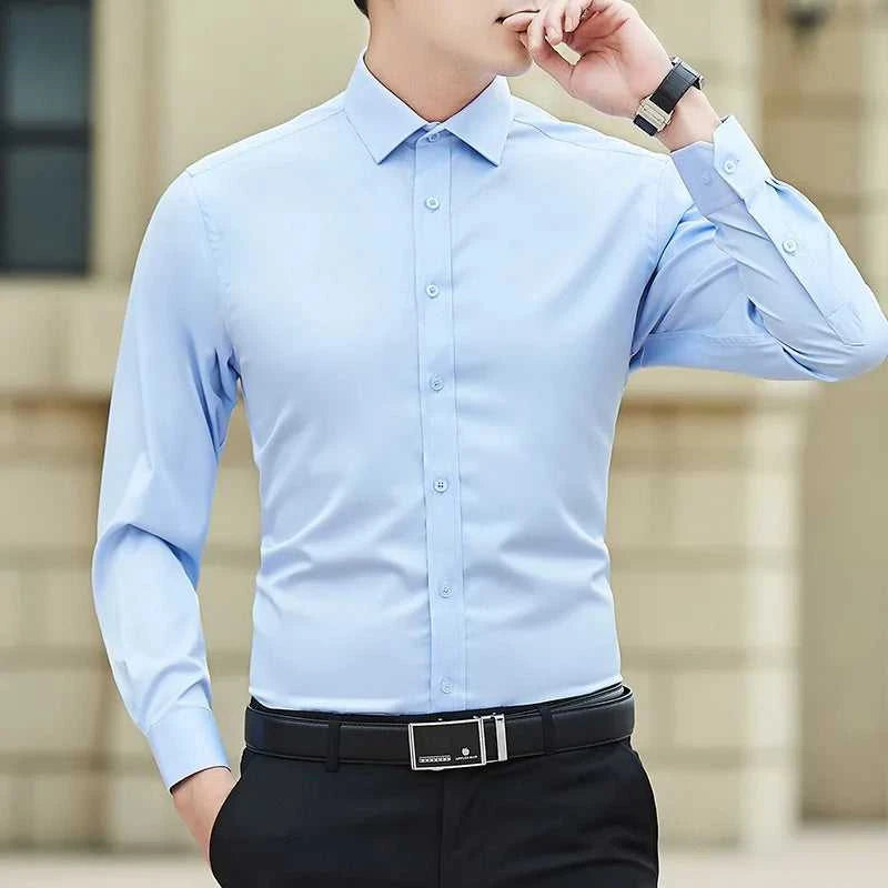 White men's Dress shirt long sleeve spring and summer thin business casual free ironing high quality slim fashion breathable The jack market .AU The jack market .AU Men Fashion $ 29 14:1254#7;5:100010487