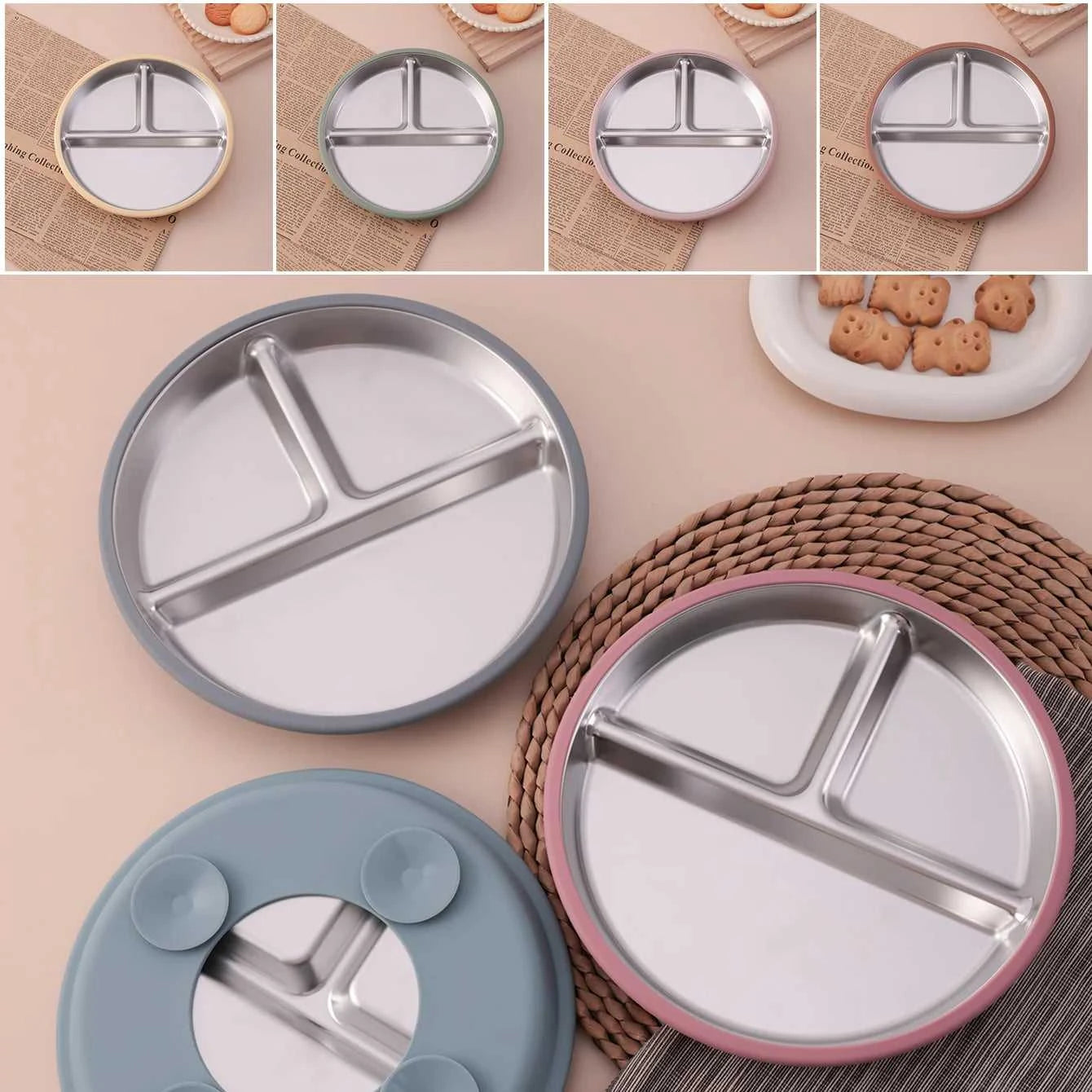 Color Kids 1PCS Stainless Steel Plate Detachable Suction Dishes Baby Feeding Sucker Bowl Food Grade Silicone Food Tray Tableware The jack market .AU The jack market .AU Mum & Kids: Essential Products for Every Family $ 29 14:496#55-sage
