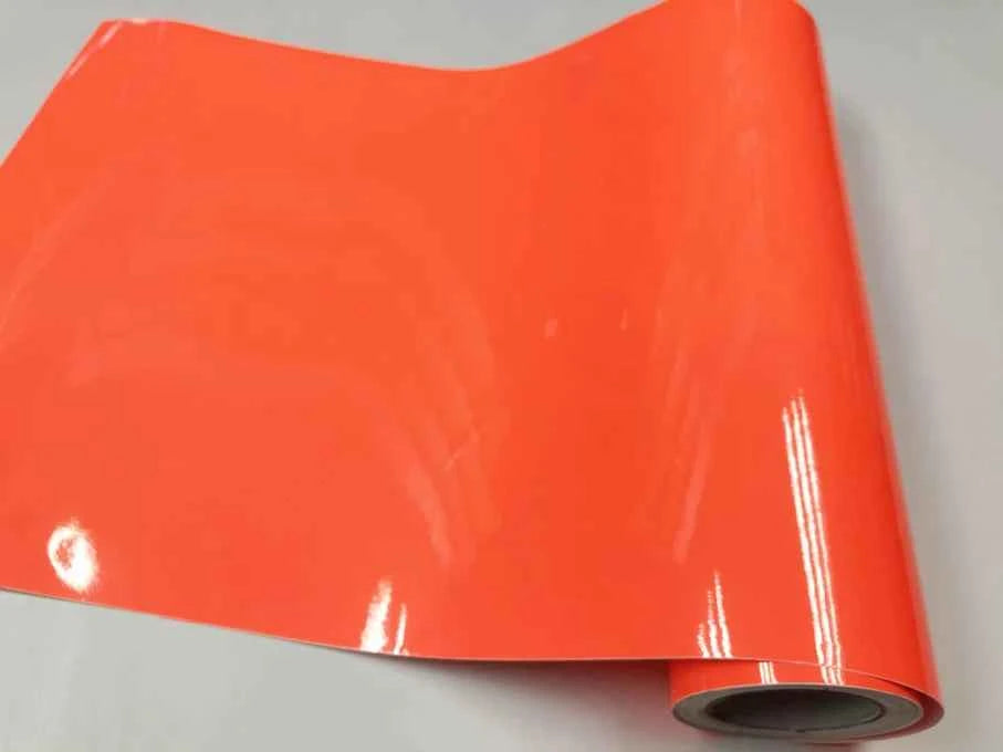 Premium Car Styling Glossy Fluorescent Yellow Vinyl Sticker Glossy Fluorescent yellow Vinyl Wrap Self Adhesive Sticker