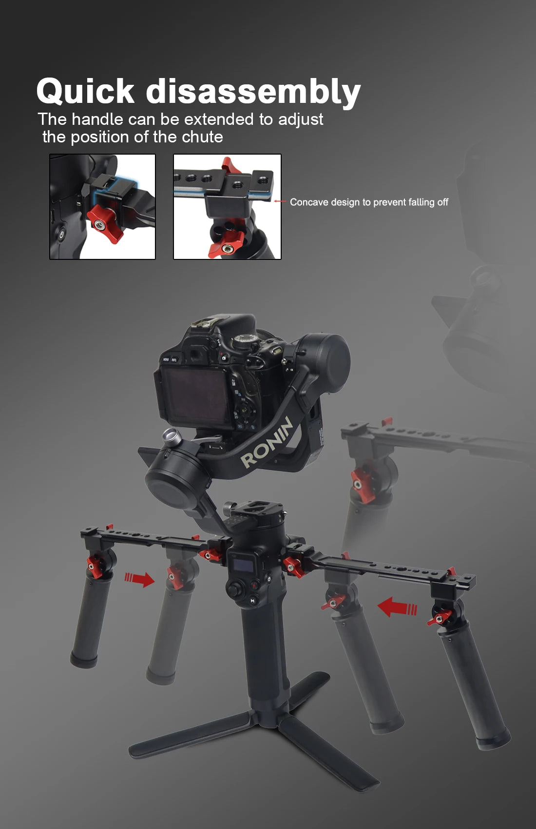 Carbon Fiber L Bracket Handle Grip Foldable Cold Shoe Mount Clamp for DJI Ronin RS3 RS4 Mini RS2 RSC2 Handheld Gimbal Stabilizer