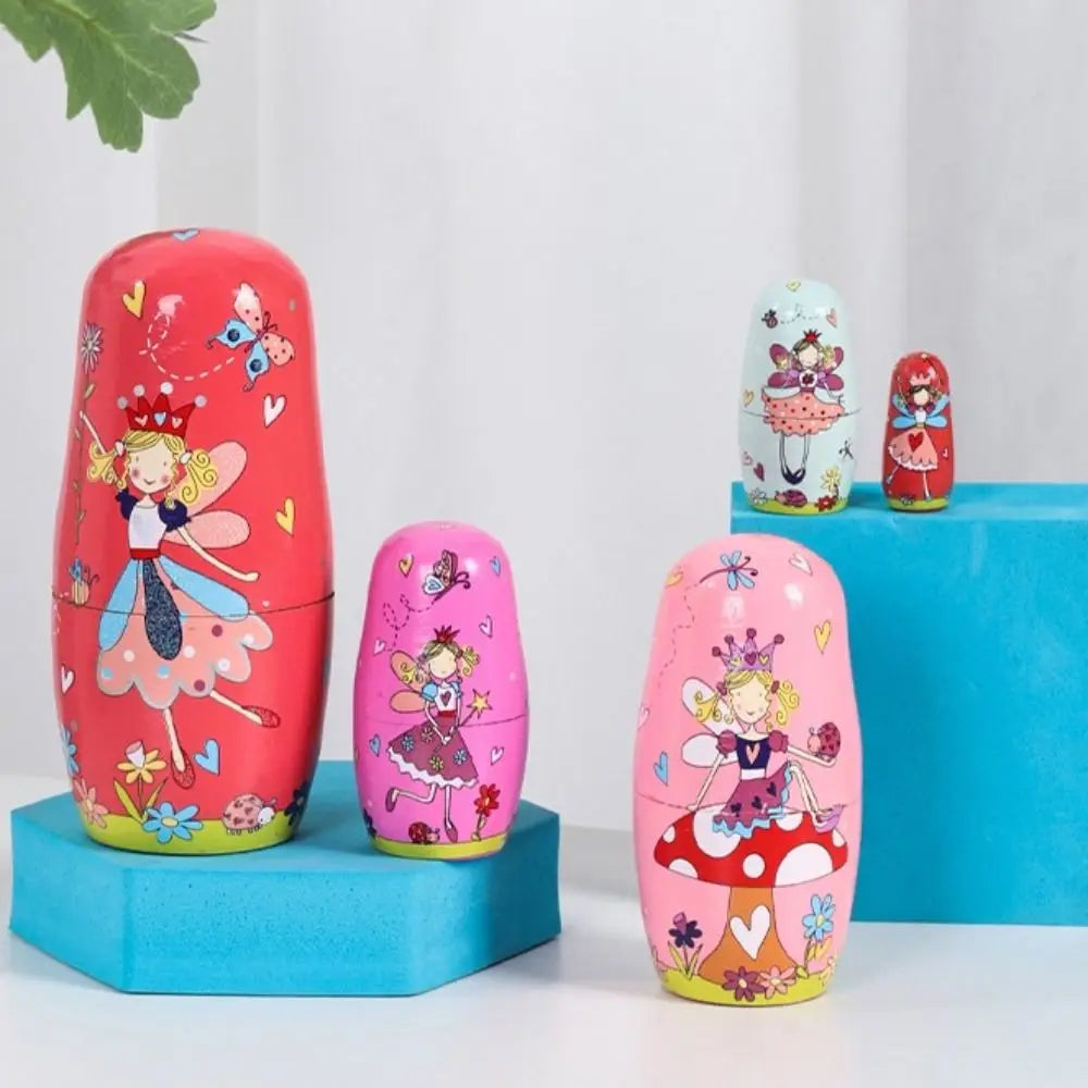 Rabbit 5Pcs/Set Animal Matryoshka Doll Wood Smooth Wooden Stacking Dolls Line Dog Panda Girls Russian Doll Christmas