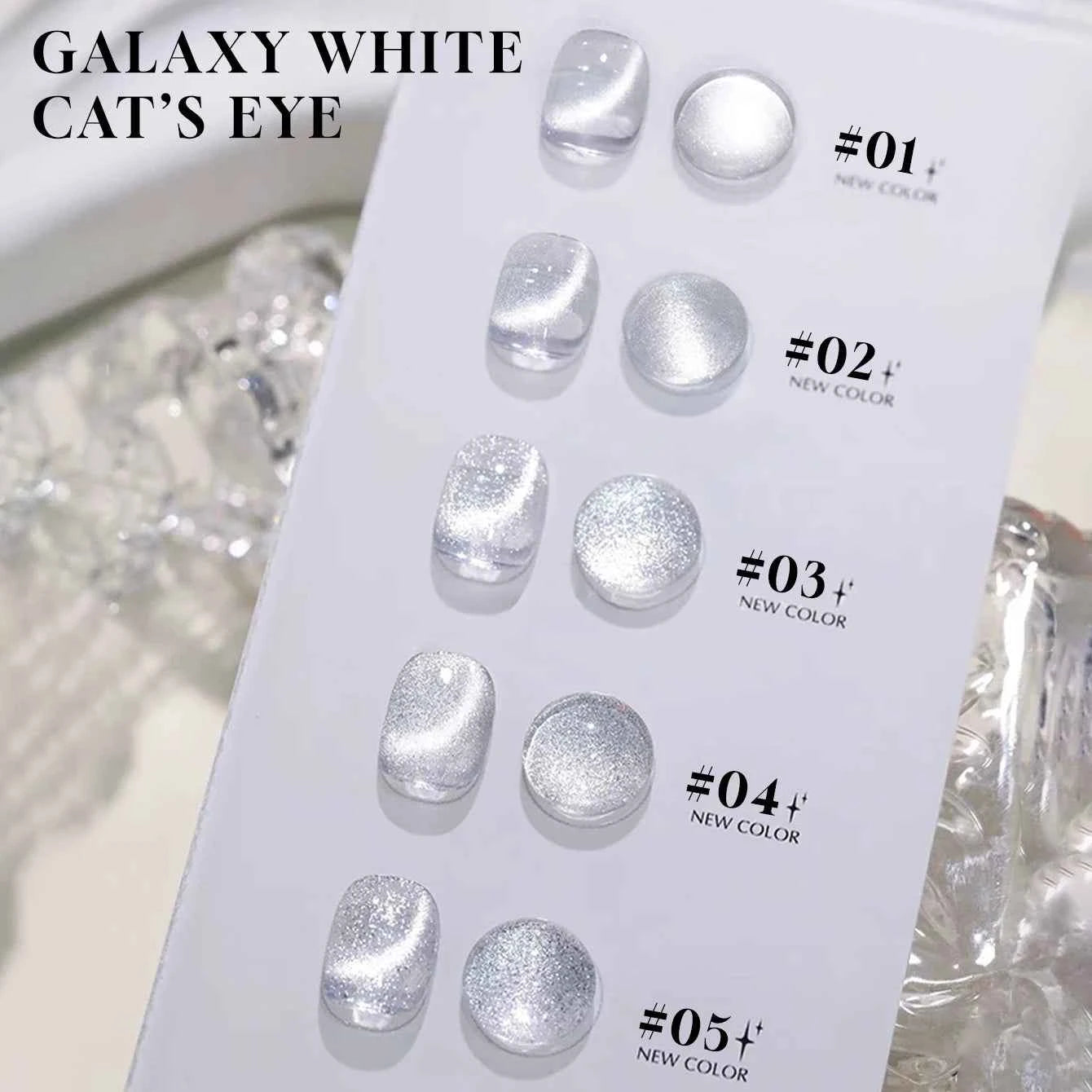 10ML 1-8pcs 2026 New Style Clear Universal White Glass Beads Cat Eye Magnet Gel Nail Polish Suitable For Toe Nails White Nails
