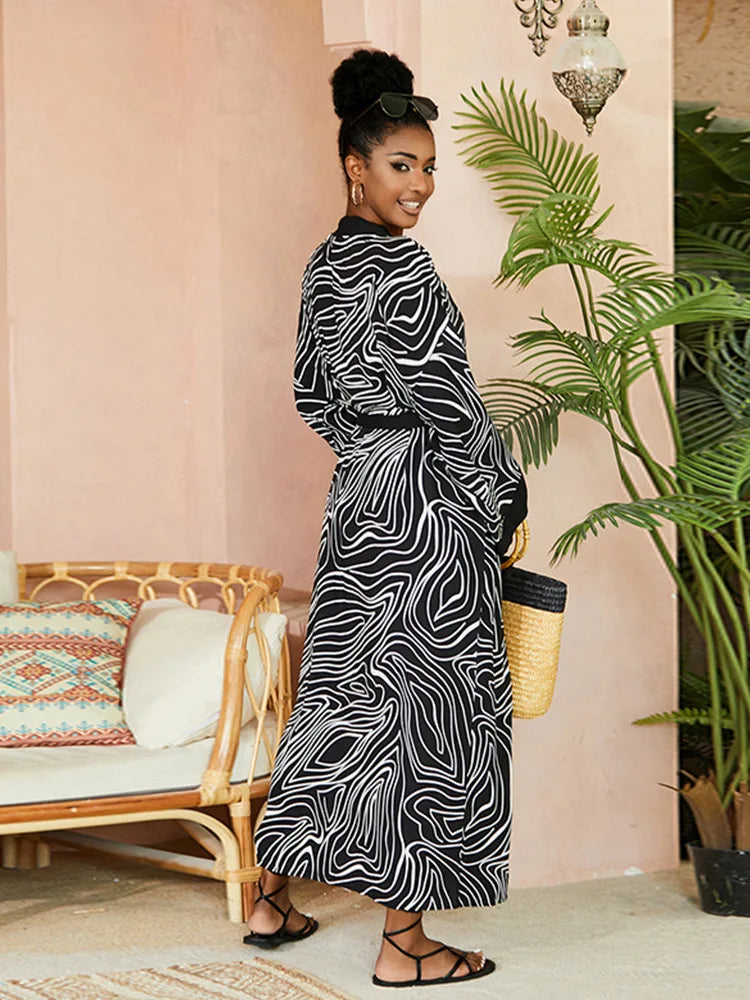 2026 Women's Kaftan Beach Cover-Up Dress - Stylish Long Tunic for Summer Bikinis & Beachwear