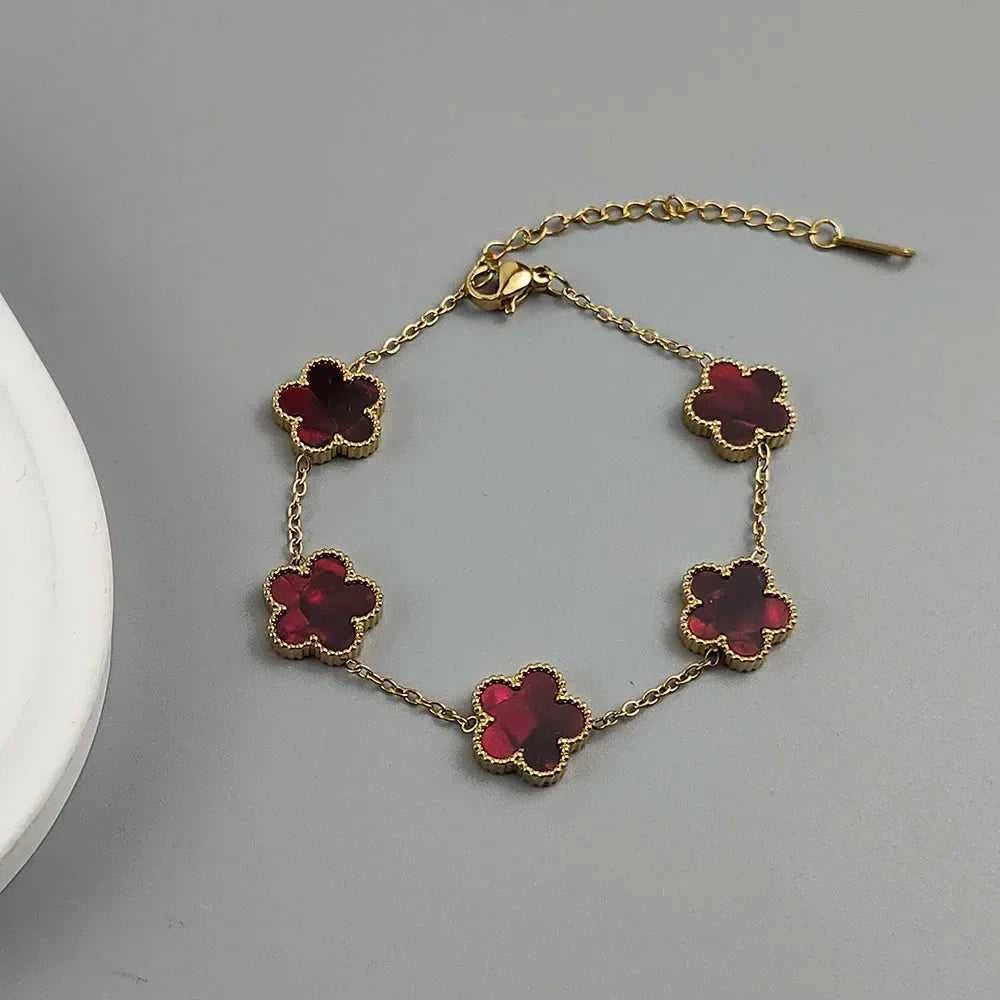 Hot Sale Stainless Steel Plum Blossom Gold Plated Bracelet High Quality Five Leaf Flower Jewelry Simple for Woman Gift Clover The jack market .AU The jack market .AU Jewellery & Chains $ 47 200000639:1438;200001034:6145#red2