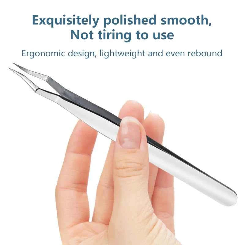 LuxeLash Anti-Slip Precision Tweezers | Curved & Straight Tips for Flawless Lash Extensions & Nail Art