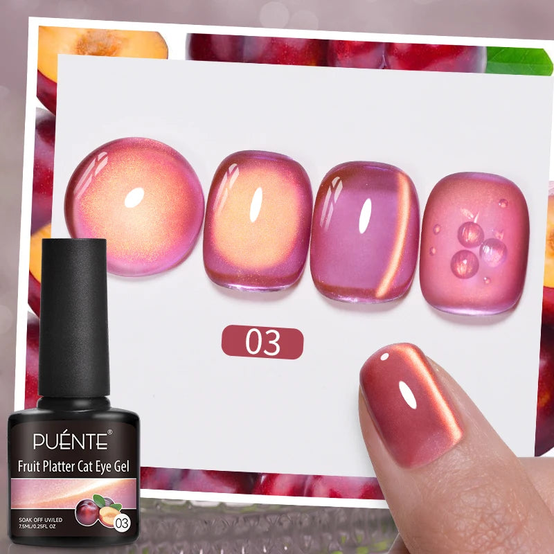 PUENTE Cat Eye Magnetic Gel Nail Polish - Vibrant Starry Galaxy Effect, Soak Off UV, 7.5ML