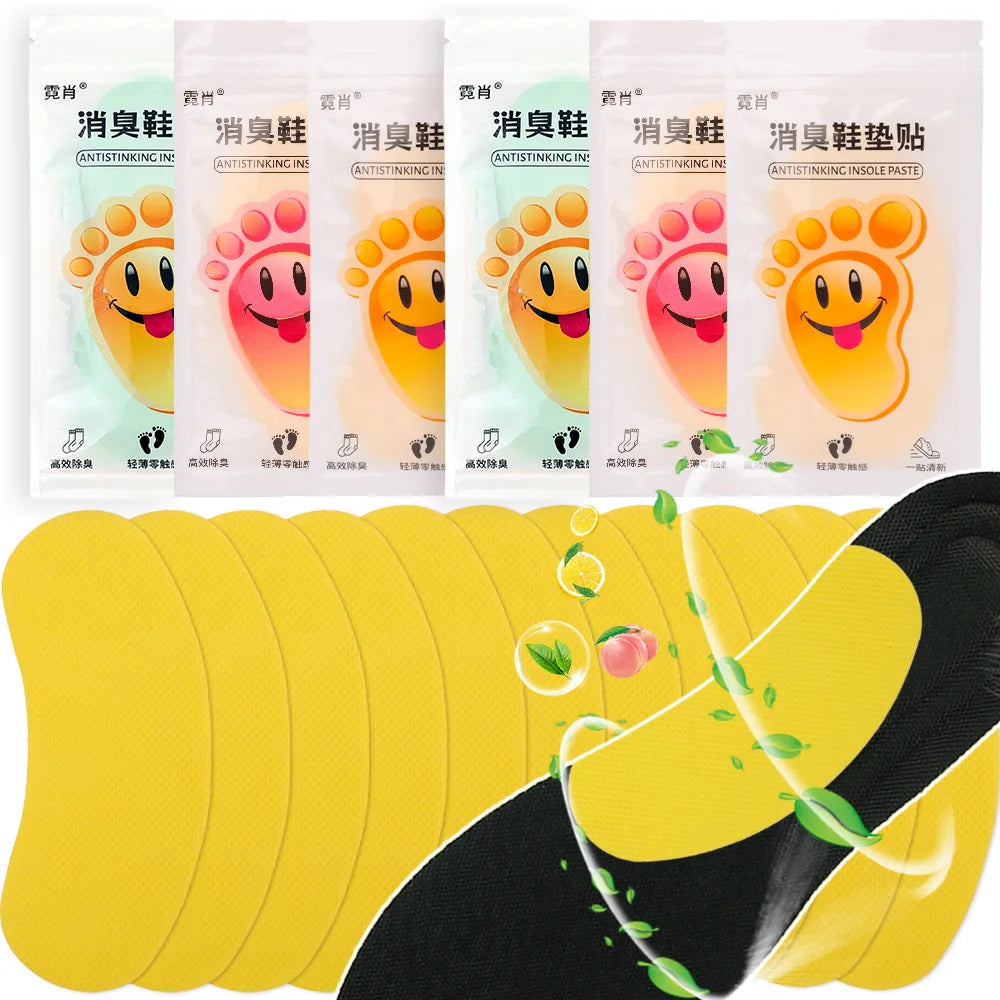 12/120Pcs Shoes Deodorant Sticker Deodorant Foot Odor Sneaker Smell Fresh Fruity Aroma Insole Sterilization Sticker Wholesale