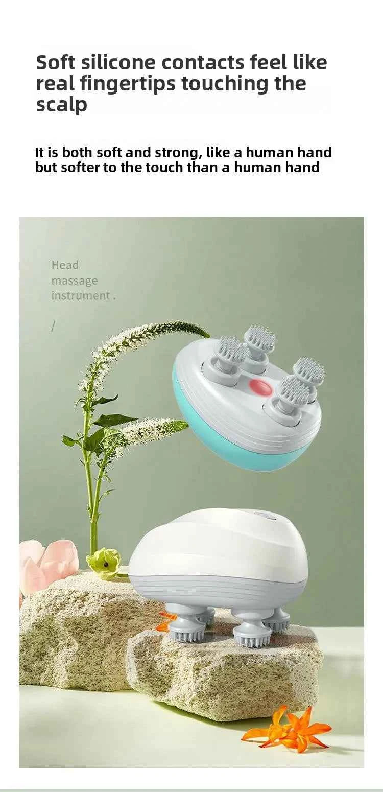 Rechargeable Electric Scalp Massager - Waterproof Handheld Device with 4 Massage Claws for Stress Relief & Relaxation
