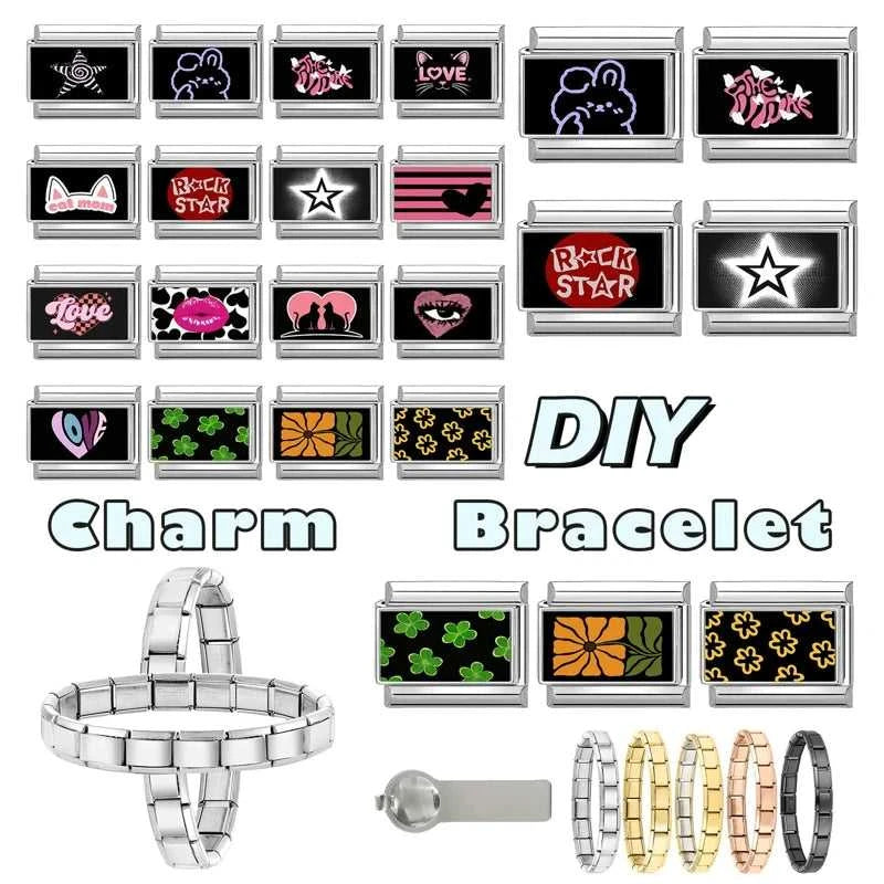 Creative Black Series Cute Rabbit Cat Heart Star Eye Lips Italian Charm Links Fit 9mm Stainless Steel Bracelet DIY Making Gifts The jack market .AU The jack market .AU Jewellery & Chains $ 52 200001034:200003757#A14;200007763:201336100