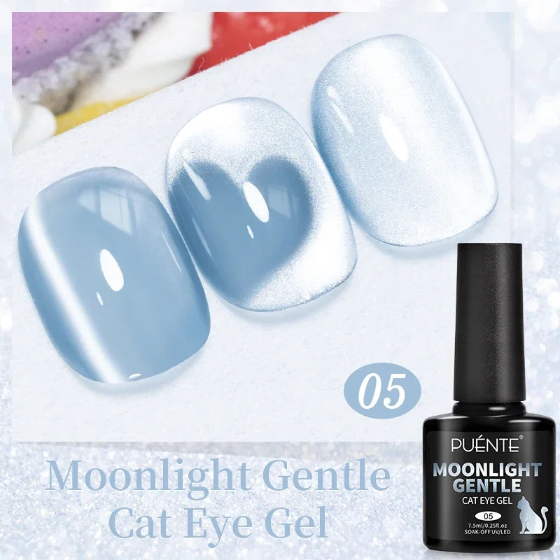 PUENTE Cat Eye Magnetic Gel Nail Polish - Vibrant Starry Galaxy Effect, Soak Off UV, 7.5ML