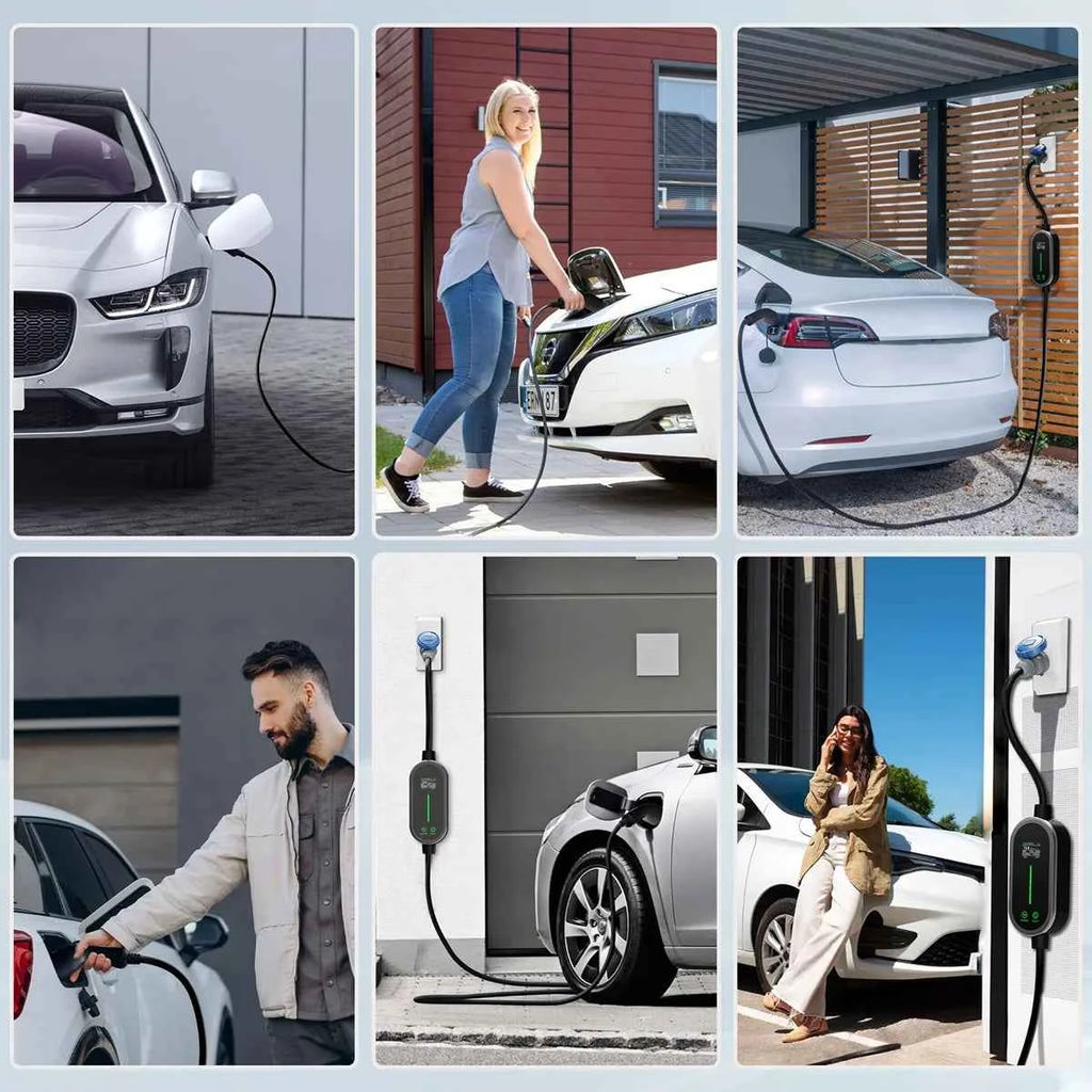 Puppyfc 7KW 32A Smart WiFi Portable EV Charger Type1/Type2 Home Electric Vehicle Charging Station with CEE Plug