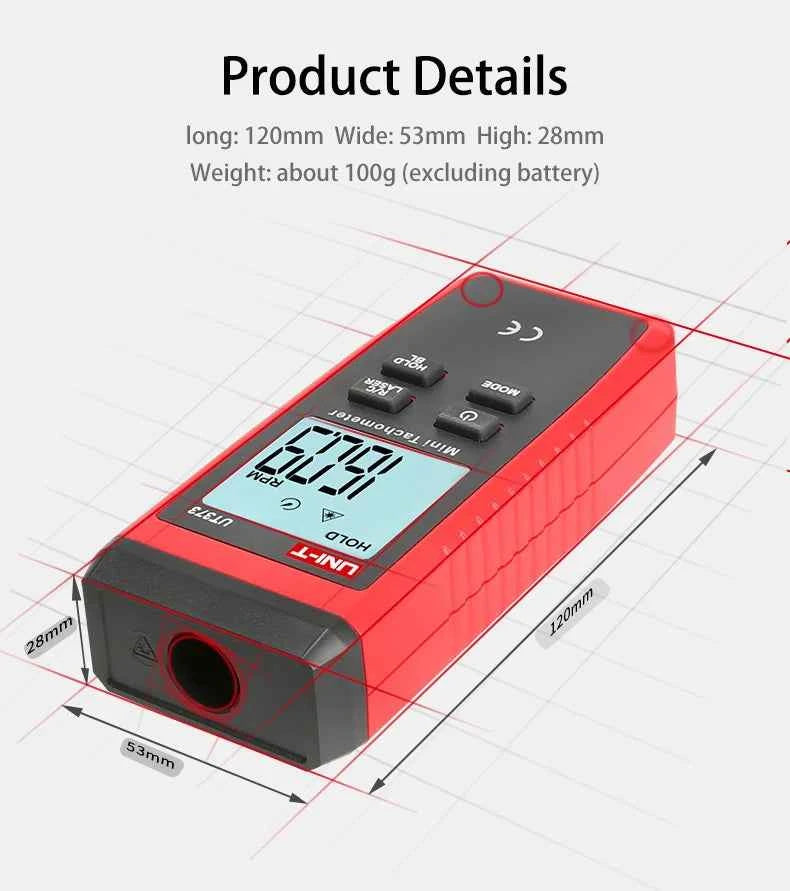 UNI-T Mini Digital Laser Tachometer - Non-Contact RPM Measurement up to 99,999 RPM with Backlight