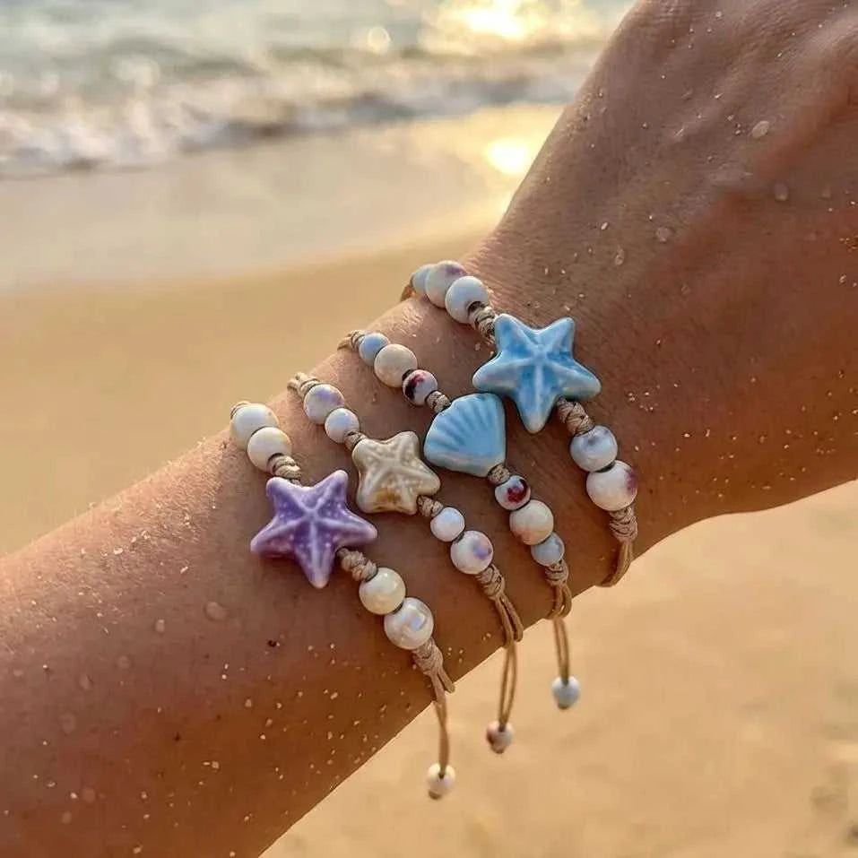 Bohemia Cute Ceramic Starfish Beads Bracelet For Women Handmade Braided Rope Beaded Bracelets Summer Beach Party Charm Jewelry The jack market .AU The jack market .AU Jewellery & Chains $ 46 200001034:361188#BR26Y0107-3