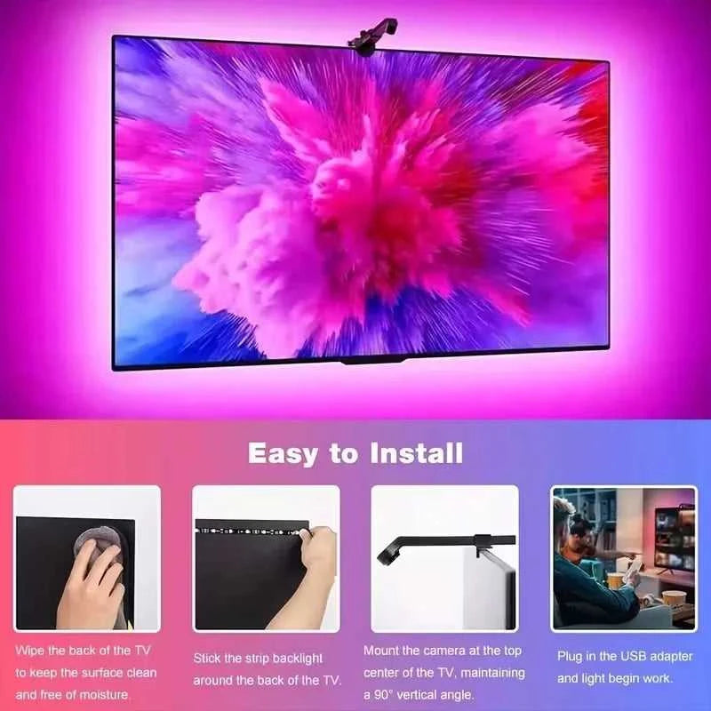 LED TV Backlight Strip with Camera Sync to 55-85 Inch TVs Smart RGB-IC LED Strip Lights for Gaming Room 55-85inch Ambient Light The jack market .AU The jack market .AU Home $ 76 136:200002572#12.5FT for 55-65in