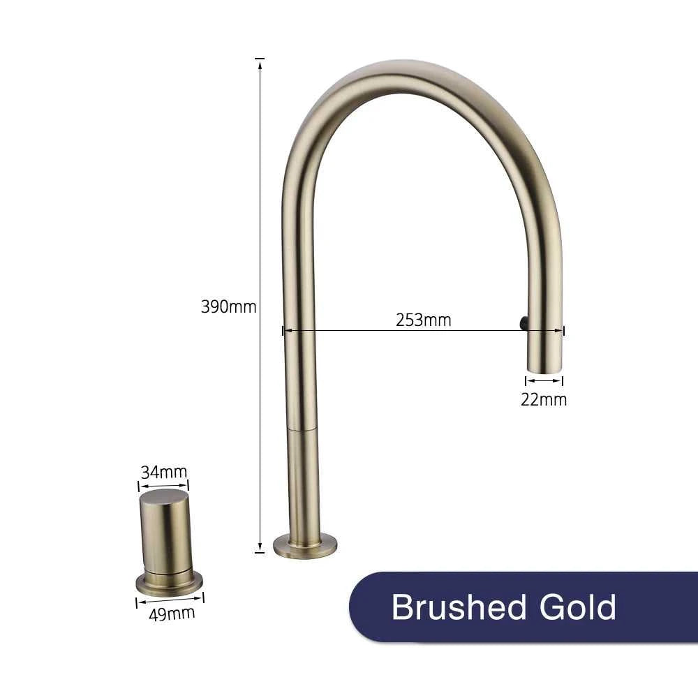 Brushed Gold Kitchen Faucet Invisible Pull Out Spray Mixer Double Hole Single Handle Solid Brass Hot and Cold Sink Tap The jack market .AU The jack market .AU Home $ 244 14:10#39BG-L