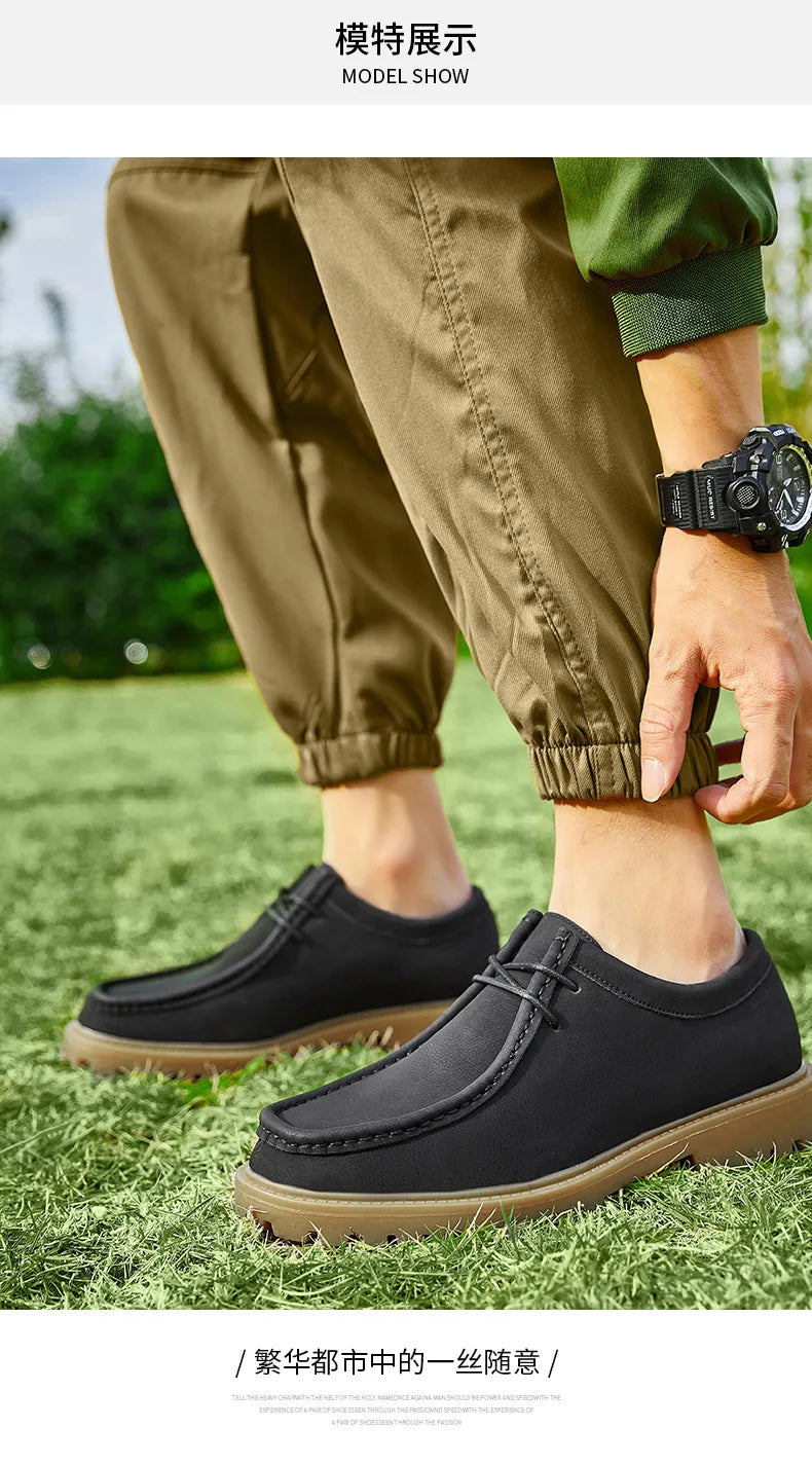 New 2025 Spring Autumn Outdoor Men's Walking Shoes Men Durable Sole Casual Loafers Male Fashion Cow Leather Footwear