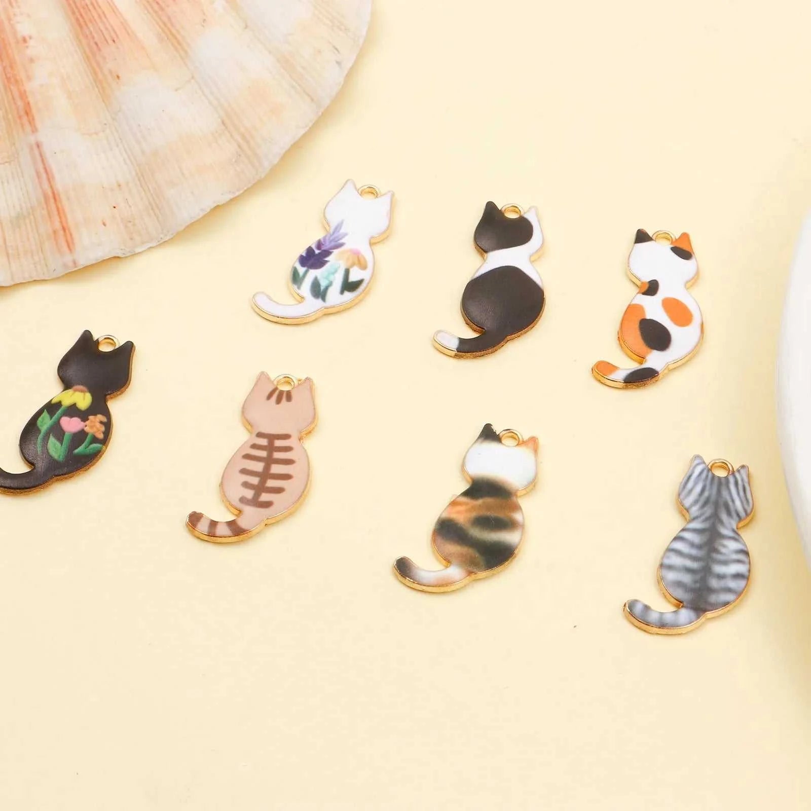 10PCs Cute Enamel Charms Pendants Gold Color Multicolor Cat Animal Charms DIY Necklace Bracelets Jewelry Making 3cm x 1.6cm The jack market .AU The jack market .AU Jewellery & Chains $ 47 200001033:361187#6