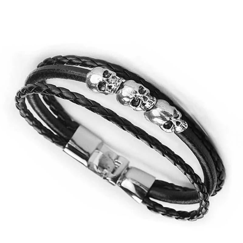 Cool Skeleton Skull Leather Bracelet Men's Stainless Steel Punk Rock Gothic Charm Woven Multilayer Bracelet Men's Jewelry Gift The jack market .AU The jack market .AU Jewellery & Chains $ 47 200001034:5740#black