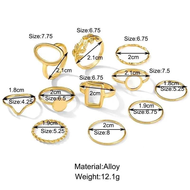 11 Pcs/Set Olive Branch Leaf Geometry Rings Set for Women Combination Creative Joint Ring Fashion Party Jewelry Gift The jack market .AU The jack market .AU Jewellery & Chains $ 55 200000783:29#golden