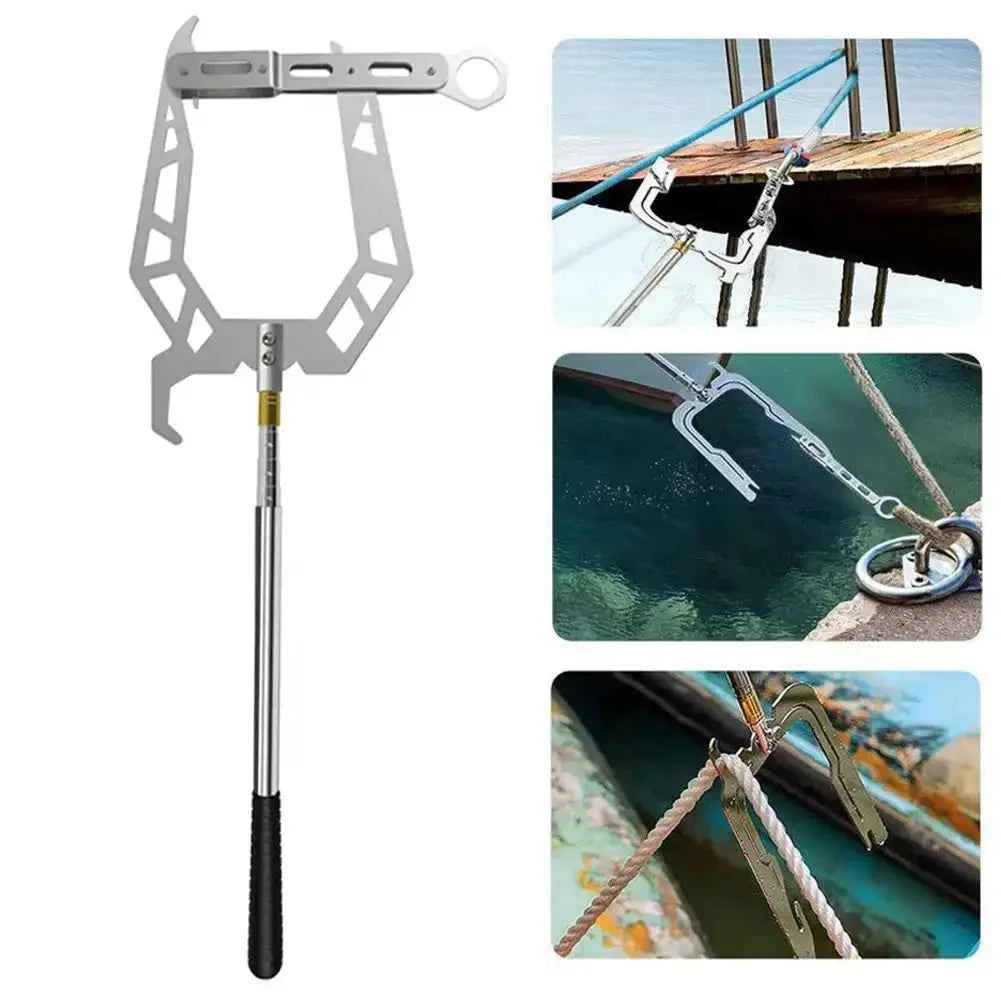 Portable Stop Ship Kayak Accessories Boat Tool Multi-Purpose Mooring Rope Dock Hook Stainless Steel Long-distance Threader