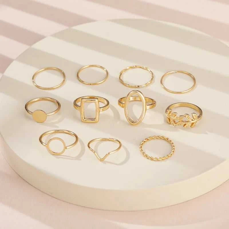 11 Pcs/Set Olive Branch Leaf Geometry Rings Set for Women Combination Creative Joint Ring Fashion Party Jewelry Gift The jack market .AU The jack market .AU Jewellery & Chains $ 55 200000783:29#golden