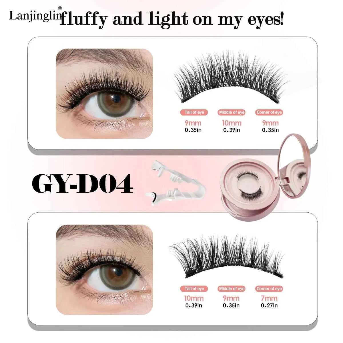 Lanjinglin Magnetic Eyelashes with Tweezer – Effortless Glam, No Glue, Soft & Natural Look, 2 Pairs