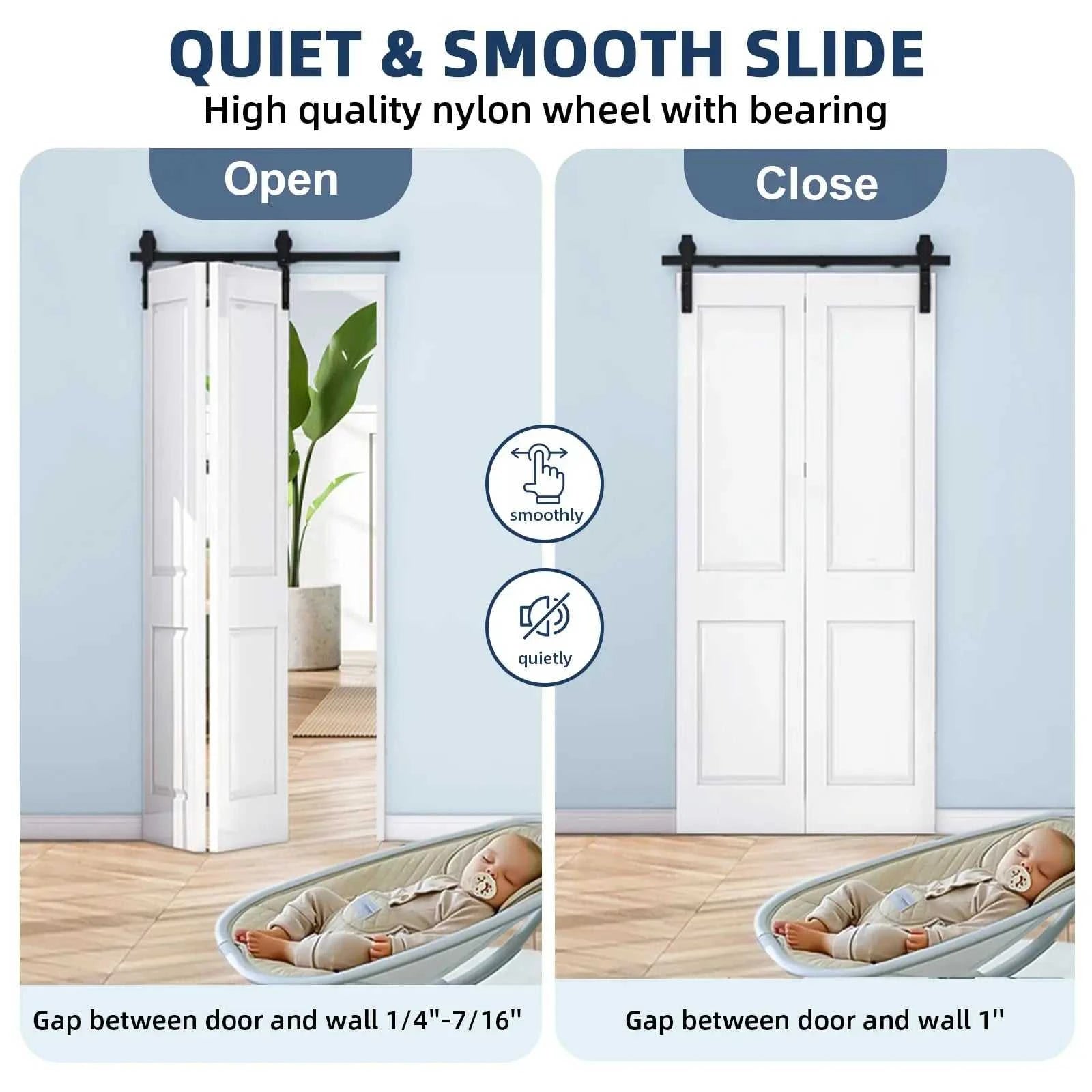 Heavy Duty Bi-Folding Sliding Barn Door Hardware Kit Quiet Side-Mounted Roller – 2/4 Bifold Doors For Closet Laundry Bedroom The jack market .AU The jack market .AU Home $ 131 14:365458#52in for 4 Doors;200007763:201336106