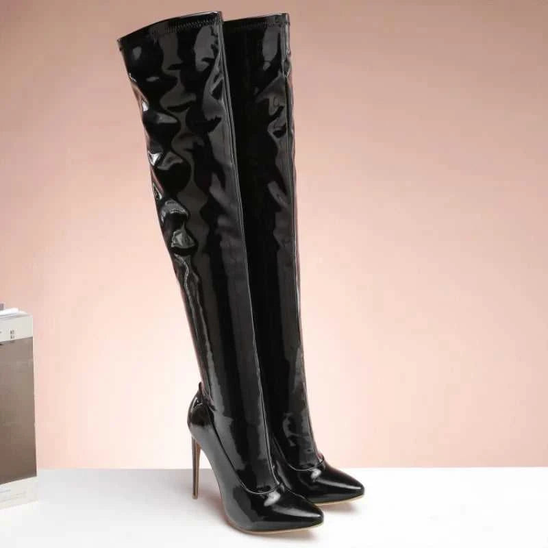 Elastic Thigh High Boots Women Red Thin Heels Over-the-knee Boot Sexy Zipper Nightclub Dance Ladies Long Latex Shoes Big Size 45 The jack market .AU The jack market .AU Step Up Your Style: Trendy Shoes for Every Occasion! $ 122 14:10#red;200000124:200000900
