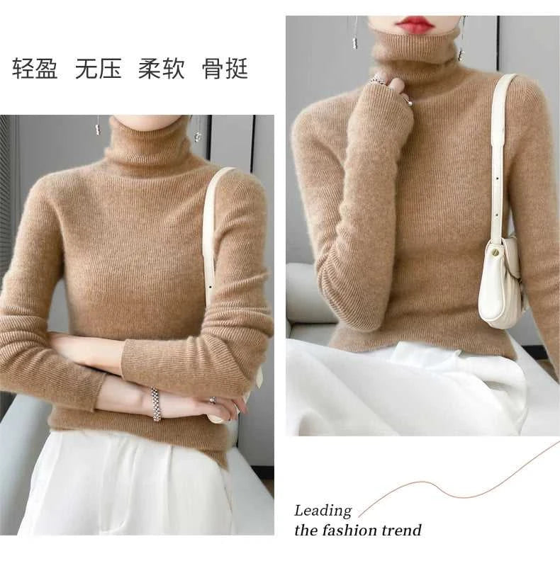 100% Merino Wool Long-sleeved Turtleneck Pullover Women's Autumn Winter Slim Sweater Basic Women's Clothes Cashmere Sweater The jack market .AU The jack market .AU Woman Fashion $ 75 14:1052#black;200007763:201336100;5:4182