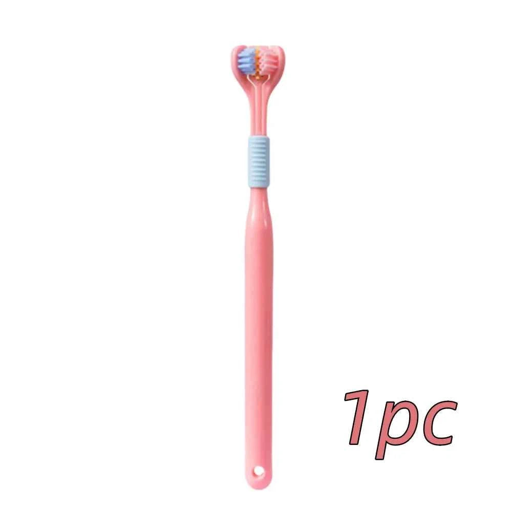 4pcs Soft Bristle 3-sided Toothbrush Gentle Clean Adult Teeth Brush for Complete Gum Care Autism Sensory Design Oral Health Tool