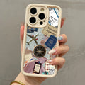 Airplane Map Plain Case for iPhone 16 E 15 14 13 12 Mini 11 Pro Max XS X 8 7 Plus SE Liquid Soft Silicone Shockproof Back Cover