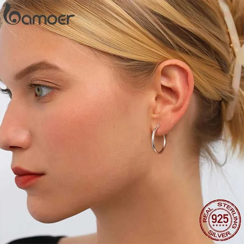 BAMOER 925 Sterling Silver Bold Classic Hypoallergenic Hoop Earrings, 14K White Gold Plated Glossy Tube Earrings for Women Gift The jack market .AU The jack market .AU Jewellery & Chains $ 65 200000226:365458#Gold - 21mm;200007763:201336100