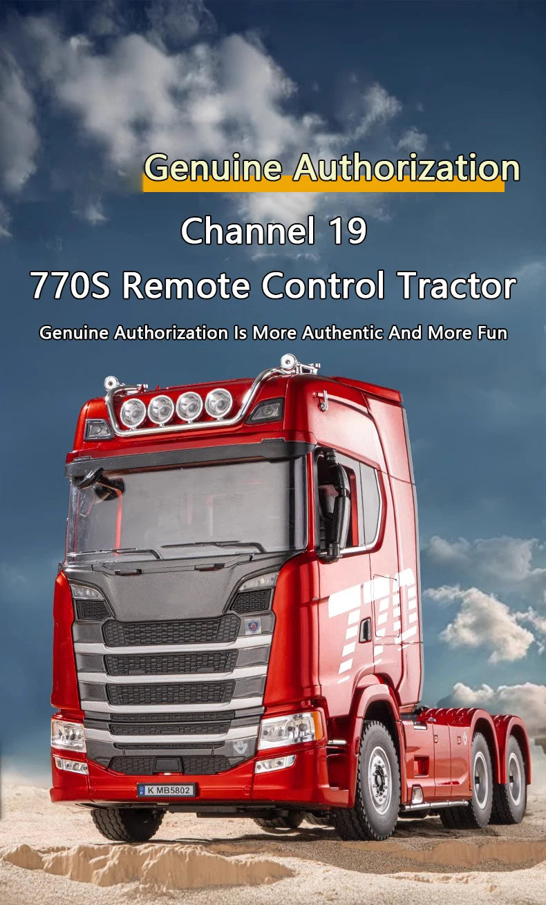 HUINA 1501 1/18 RC Truck 19CH 770S Alloy Tractor 2.4G remote control Engineering Trailer Truck with Light and Sound Toys for Kid